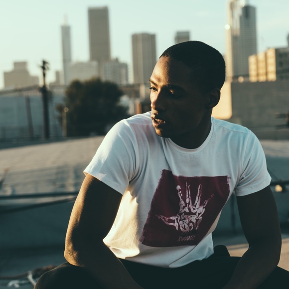 White FilthyHaanz soft cotton fitted tee-Red Logo - Picture 5 of 5